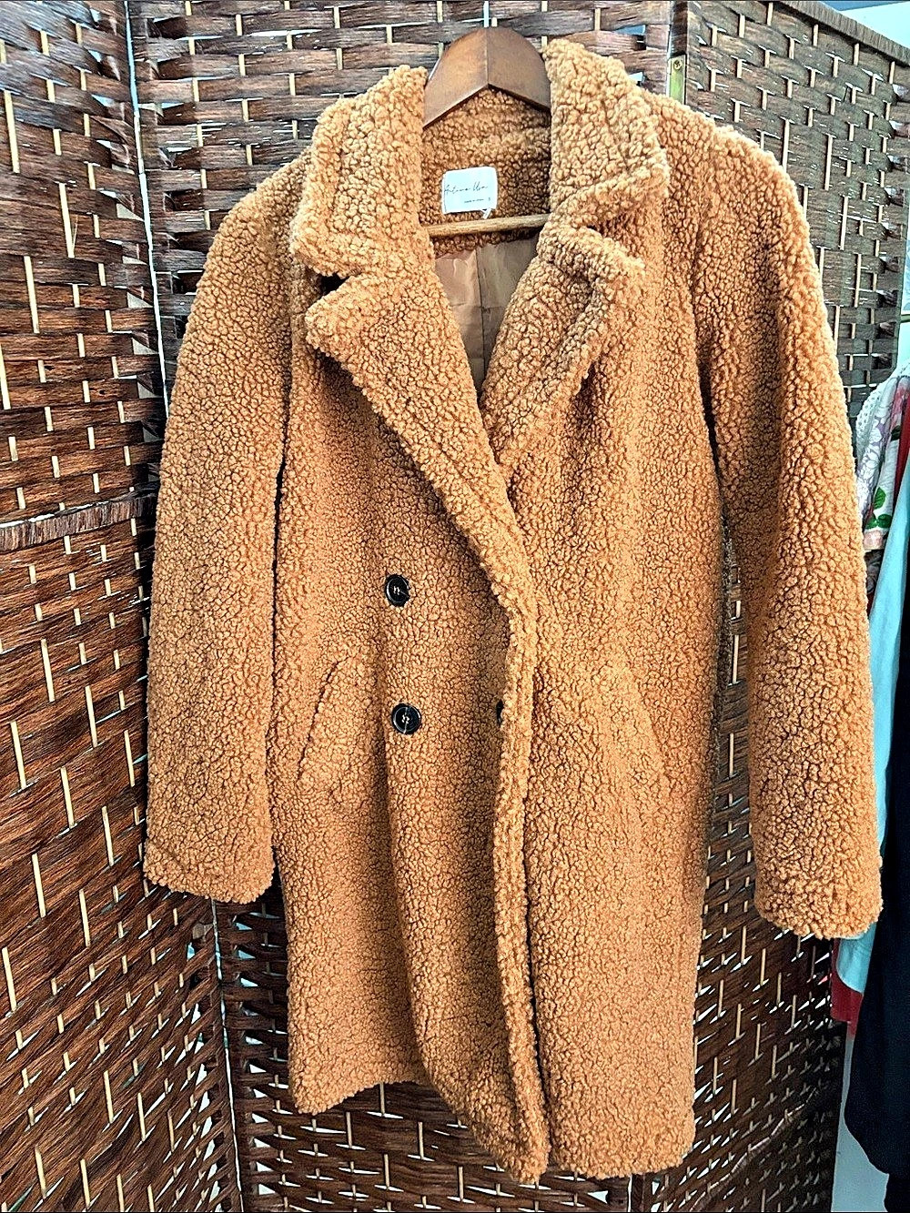 Teddy Sherpa Coat in Brown Like New